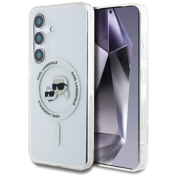 Etui Karl Lagerfeld Samsung S25+ Plus clear z MagSafe Button Karl & Choupette Heads Printed Logo KLHMS25MHLSKCH