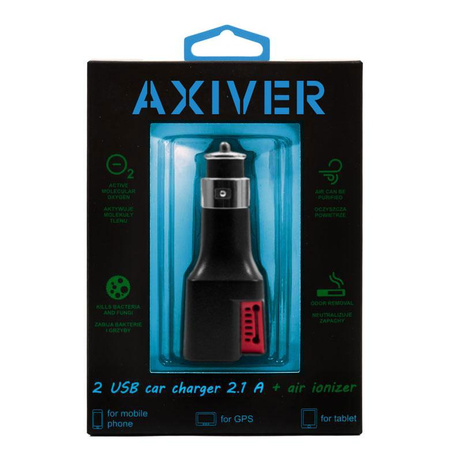 Ładowarka sam. micro usb z Jonizatorem + 2USB 2.1A Roxa / Axiver