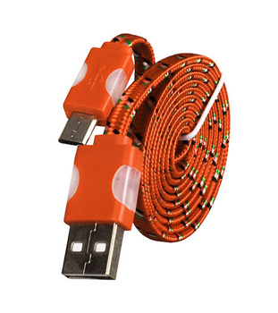 Kabel USB micro usb CA-101 sznurówka pomarańczowy świecący