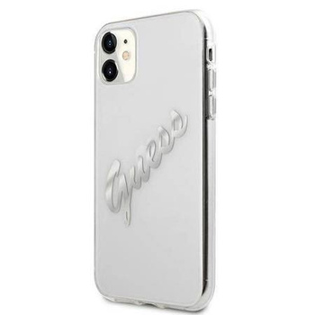 Etui Guess iPhone 11 transparent hard case Vintage Script Silver GUHCN61KTRSVSI