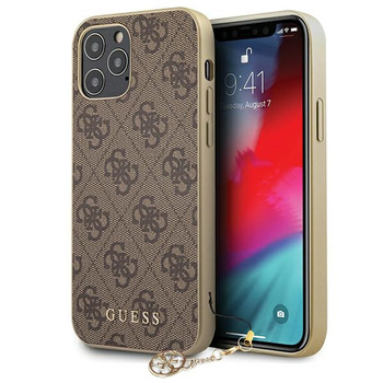 Etui Guess iPhone 12 / 12 Pro 6.1" brązowy hard case 4G Charms Collection  GUHCP12MGF4GBR