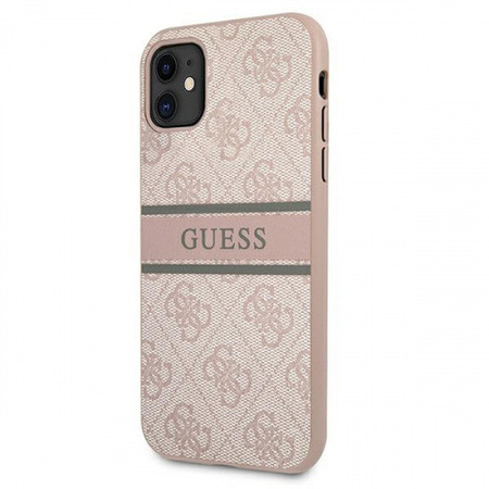 Etui Guess iPhone 11 różowy hard case 4G Stripe GUHCN614GDPI