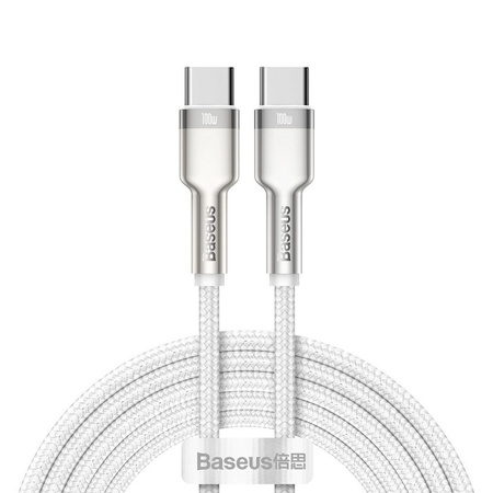 Baseus kabel Cafule Metal nylonowy 2xusb Typ C  Power Delivery biały 2m 100W