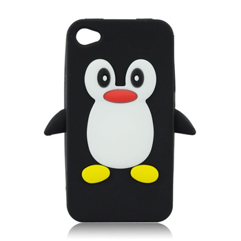Futerał silikonowy 3D iPhone 5 Pingwin czarny