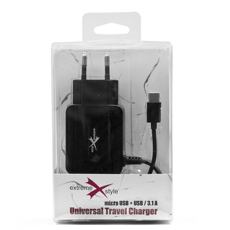 Ładowarka sieciowa USB 2x3.1A + kabel micro usb eXtreme