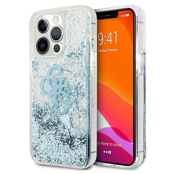 Etui Guess iPhone 13 Pro niebieski hard case Big Liquid Glitter GUHCP13LLG4GBL