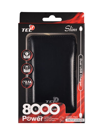 Power Bank Tel1 Slim 8000mAh czarny