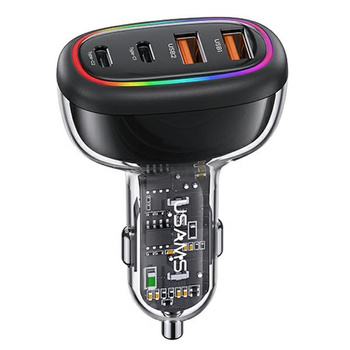 USAMS ładowarka samochodowa 4xUSB: 2x Quick Charge + 2x Power Delivery  120W czarna (CC169)