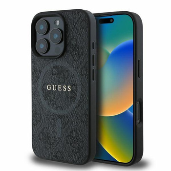 Etui Guess iPhone 16 Pro Max 6.9" czarny 4G Ring Classic Logo z Magsafe GUHMP16XG4GFRK