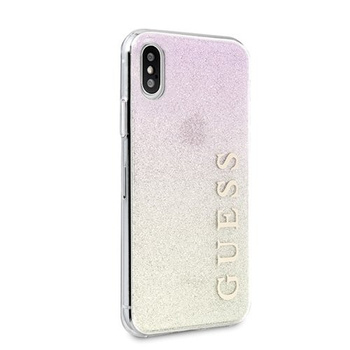 Etui Guess iPhone X/Xs różowo-złoty hard case Gradient Glitter GUHCPXPCUGLGPI