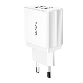 USAMS ładowarka sieciowa 2xUSB 2.1A biała