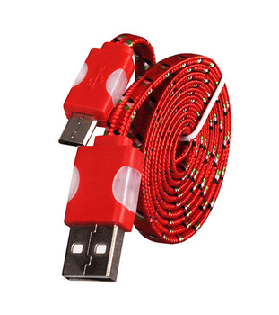 Kabel USB micro usb CA-101 sznurówka czerwony świecący