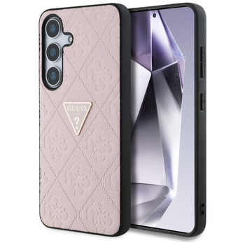 Etui Guess Samsung S25 różowy Hot Stamp 4G Pattern Triangle Metal Logo GUHCS25SPG4STRP