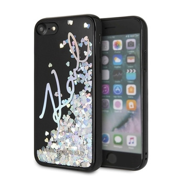 Etui Karl Lagerfeld iPhone 7/8 czarny hard case Signature Liquid Glitter Sequind KLHCI8KSIGMU