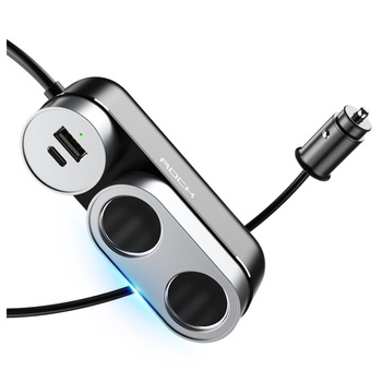 Rock Rozdzielacz gniazda zapalniczki na 2gniada + 2usb Power Delivery 3A + usb 2.4A