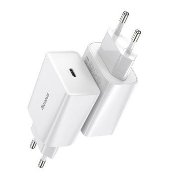Baseus ładowarka sieciowa Speed Mini 1xUSB-C PD 20W Power Delivery biała