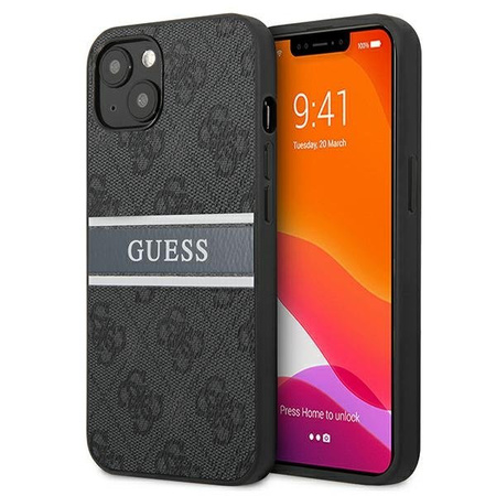 Etui Guess iPhone 13 szary hard case 4G Stripe GUHCP13M4GDGR