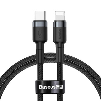 Baseus kabel Cafule nylonowy usb Typ C - iPhone 6/7/8/X Power Delivery czarno-szary 18W 100cm