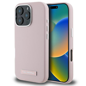 Etui Karl Lagerfeld iPhone 16 Pro 6.3" różowy FW Metal Plate z Magsafe KLHMP16LPGMSRPP