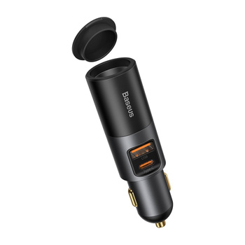 Baseus ładowarka samochodowa Share Together 2xUSB Quick Charge + Power Delivery z gniazdem zapalniczki 120W szara