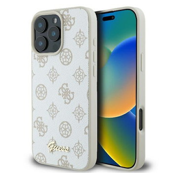Etui Guess iPhone 16 Pro 6.3" biały Peony Script Logo z Magsafe GUHMP16LPGPYSH