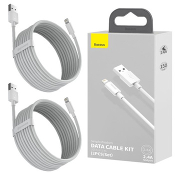 Baseus 2 x kabel usb -  iPhone Lightning biały 150cm 2.4A