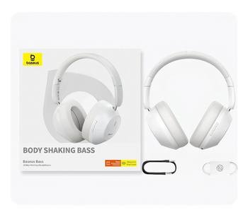 Baseus Bass 30 Max nauszne bezprzewodowe słuchawki białe