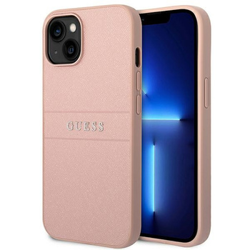Etui Guess iPhone 14 6.1" różowy Saffiano Strap GUHCP14SPSASBPI