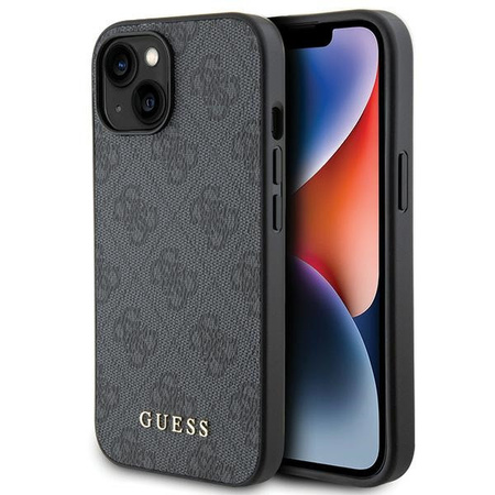 Etui Guess iPhone 15 Plus 6.7" szary hard case 4G Metal Gold Logo GUHCP15MG4GFGR