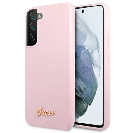 Etui Guess Samsung S22 lawendowy hard case silicone Script Metal Logo GUHCS22SLSLMGLA