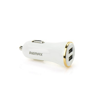 Adapter samochodwy Remax 2xUSB 2.4A Dolfin biały
