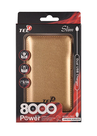 Power Bank Tel1 Slim 8000mAh złoty