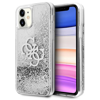 Etui Guess iPhone 11 srebrny hard case 4G Big Liquid Glitter GUHCN61LG4GSI