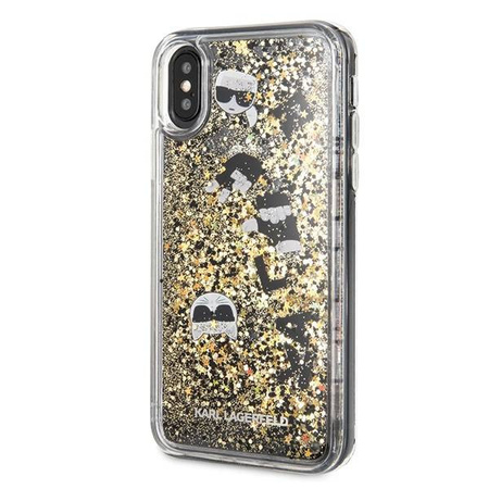 Etui Karl Lagerfeld iPhone X/Xs czarno- złoty hard case Glitter KLHCPXROGO