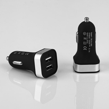 Adapter samochodowy Mini  Pro USB 2xUSB 3.1A czarny