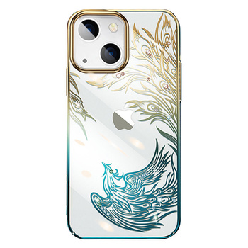 Etui KINGXBAR iPhone 13 Pro Max z kryształami Swarovskiego Flying złoto-niebieskie