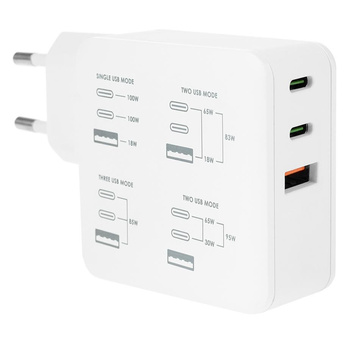 Ładowarka sieciowa 2x usb Typ C + usb QC 100W eXtreme biała