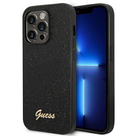 Etui Guess iPhone 14 Pro 6.1" czarny hard case Glitter Script GUHCP14LHGGSHK