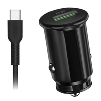 Ładowarka samochodowa Ampere Fast QC 3.0 + kabel Typ C czarna 3A