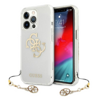 Etui Guess iPhone 13 Pro transparent hard case 4G Gold Charms Collection GUHCP13LKS4GGO