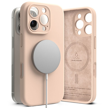 Ringke Silicone z magsafe iPhone 16 Pro Max pink sand