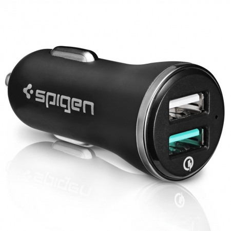Spigen ładowarka samchodowa F27QC 2xusb QC3.0 czarna