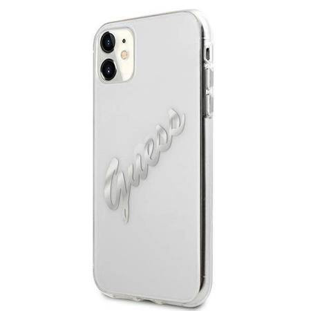 Etui Guess iPhone 11 transparent hard case Vintage Script Silver GUHCN61KTRSVSI