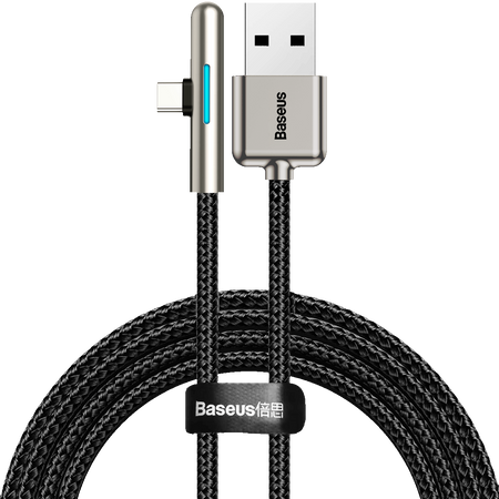 Baseus kabel Iridescent usb typ C / kątowy płaski / Huawei Super Charge / 40W 200cm czarny