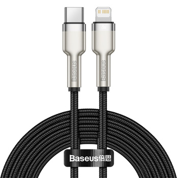 Baseus kabel Cafule Metal nylonowy usb Typ C - Lightning iPhone Power Delivery czarny 25cm 20W