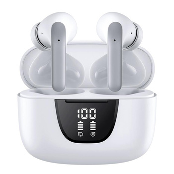 X-Vibe słuchawki bezprzewodowe bluetooth 5.3 ENC + ANC + stacja dokująca białe extreme style