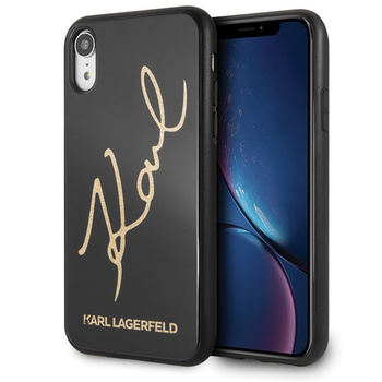 Etui Karl Lagerfeld iPhone XR hard case czarny Signature Glitter KLHCI61DLKSBK