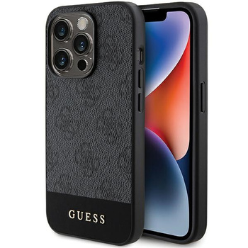Etui Guess iPhone 15 Pro 6.1" szary hard case 4G Stripe Collection GUHCP15LG4GLGR