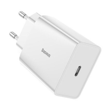 Baseus ładowarka sieciowa Speed Mini 1xUSB-C PD 18W Power Delivery biała