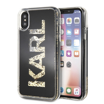 Etui Karl Lagerfeld iPhone X/Xs czarne logo Glitter Karl Lagerfeld KLHCPXKAGBK